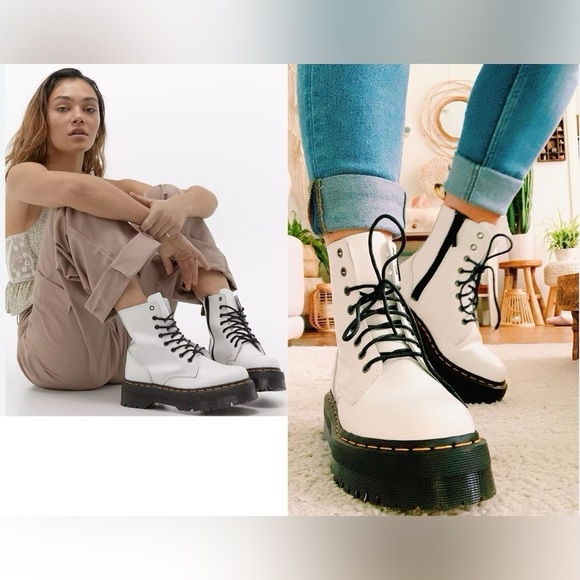 NWOT Dr. MARTENS WHITE JADON BOOT SMOOTH LEATHER PLATFORM GENDER NEUTRAL M6 W7 - Picture 1 of 12